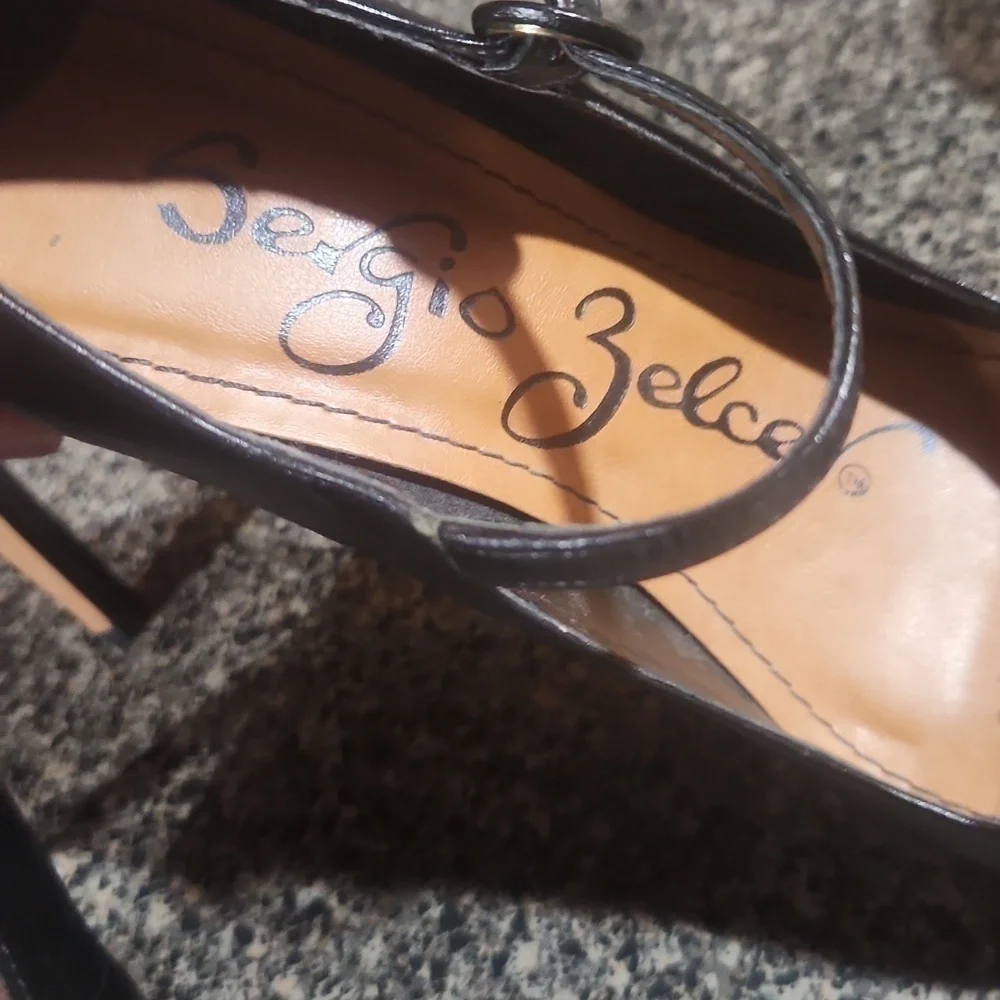 Sergio zelcer platform black strappy pump size 8 EUC